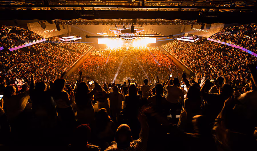 View from inside a packed arena bowl